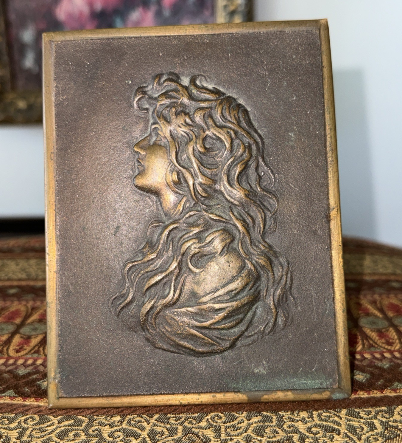 VTG Art Nouveau Woman Profile Copper/Bronze Wash Brass Decor Heavy VTG Art Nouveau Woman Profile Copper/Bronze Wash Brass Decor Heavy