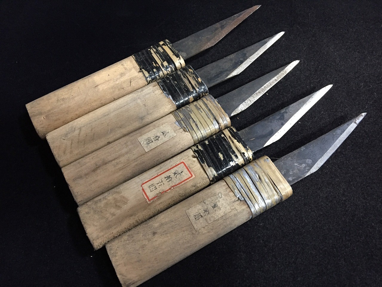 Q0641 Vintage Japanese Kiridashi Knife Lot of 5 Wood Carving Tool Craft Utility Q0641 Vintage Japanese Kiridashi Knife Lot of 5 Wood Carving Tool Craft Utility