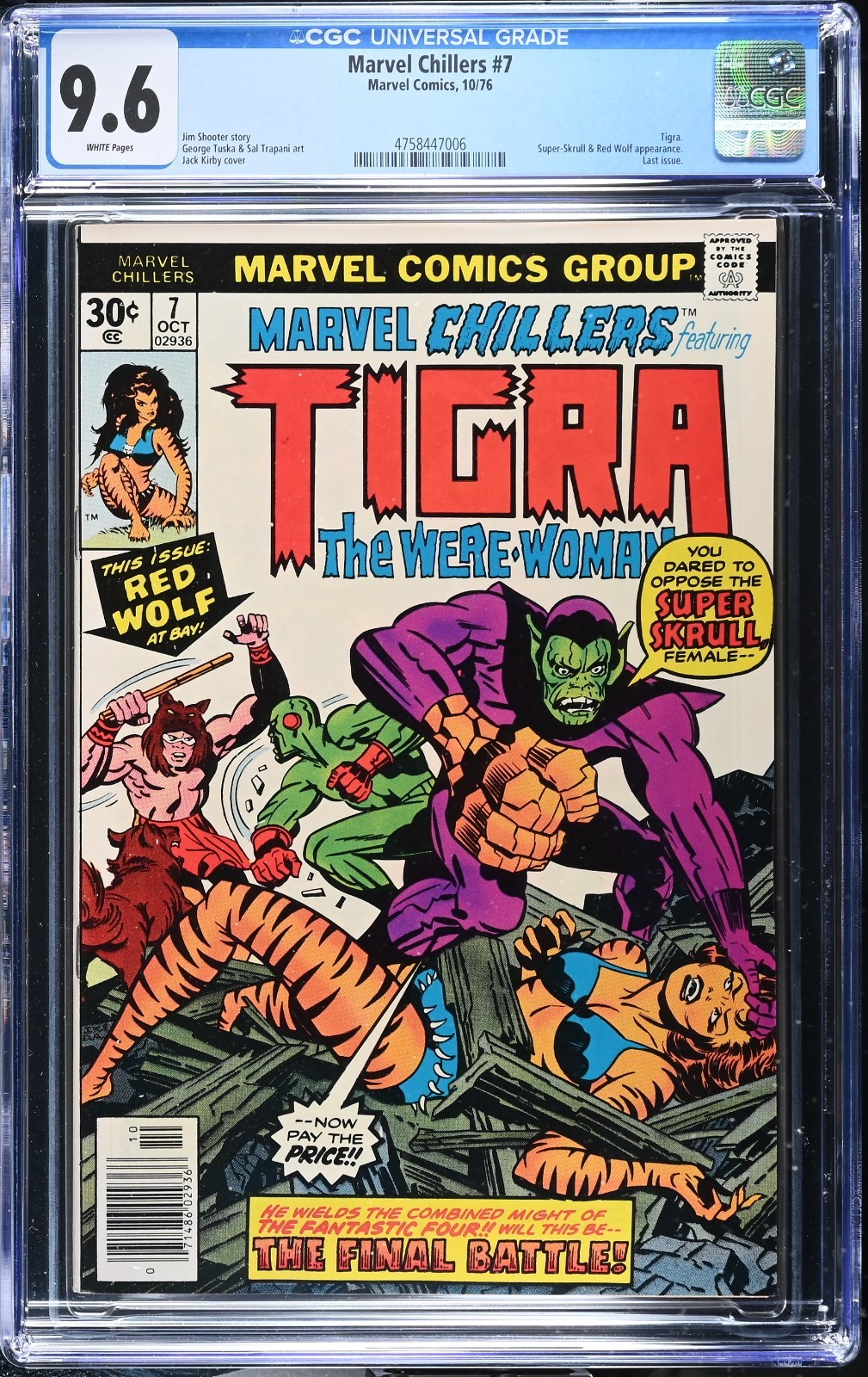 💥 Marvel Chillers #7 CGC 9.6 WP 1976 Jack Kirby Tigra Last Issue 💥 Marvel Chillers #7 CGC 9.6 WP 1976 Jack Kirby Tigra Last Issue