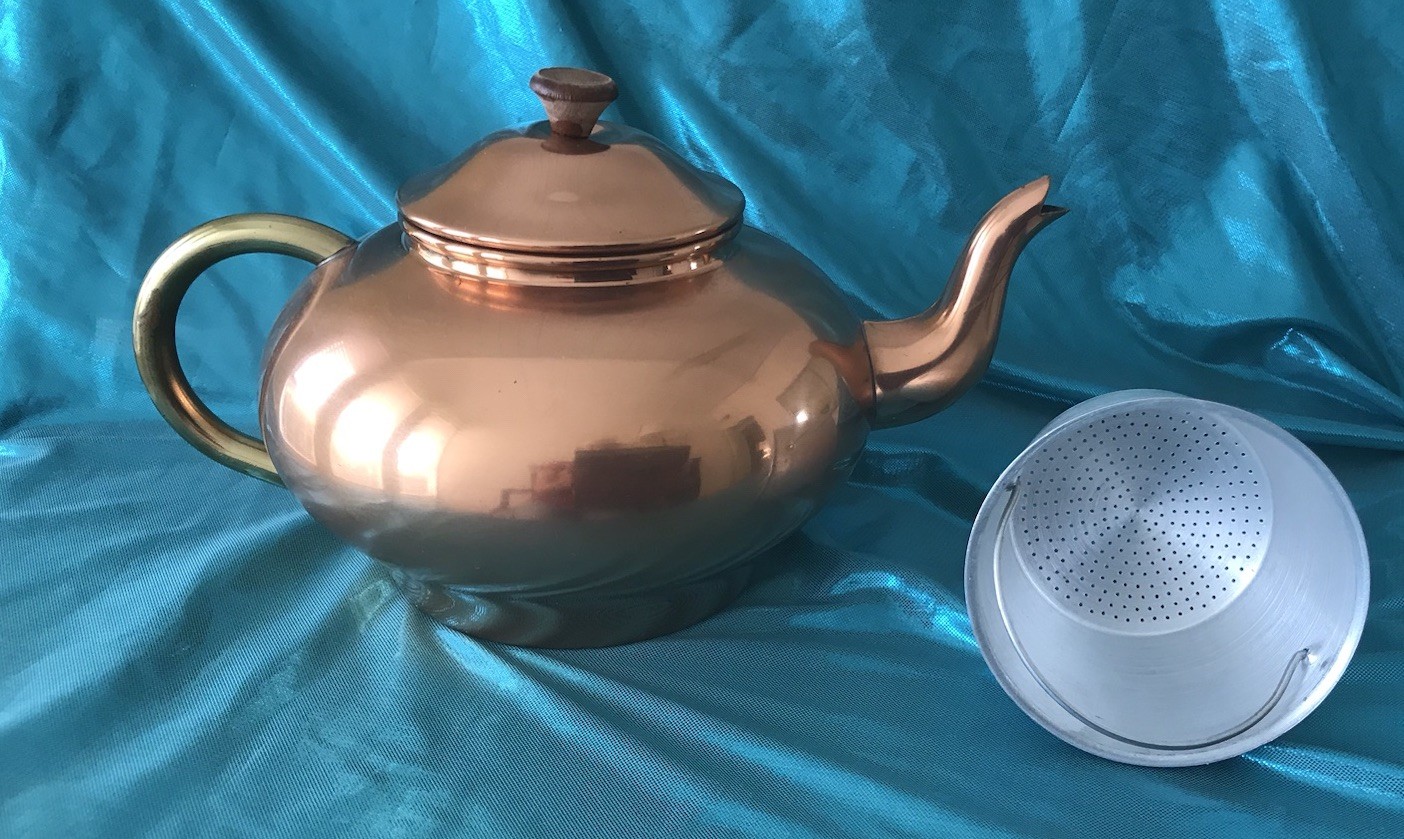Vintage 1970’s  Copper Teapot with tea insert Made In Portugal ~ NEVER USED