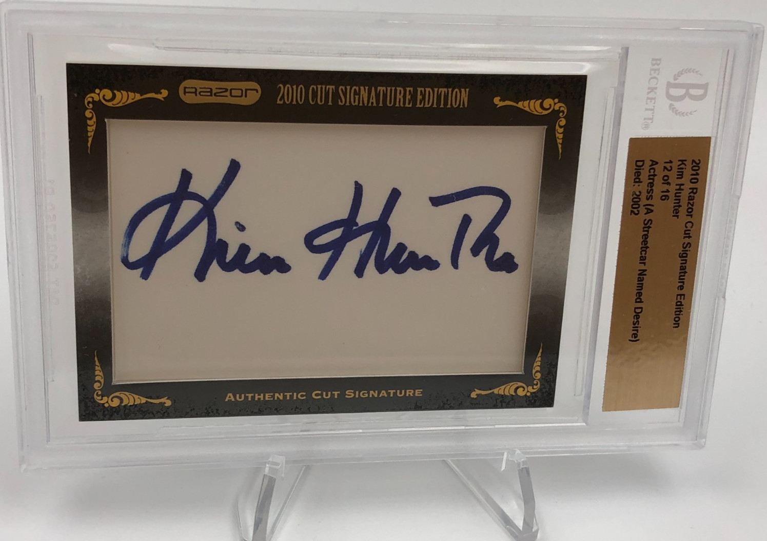 KIM HUNTER BECKETT AUTO Card 2010 Razor Signed RARE/16 A STREETCAR NAMED DESIRE KIM HUNTER BECKETT AUTO Card 2010 Razor Signed RARE/16 A STREETCAR NAMED DESIRE