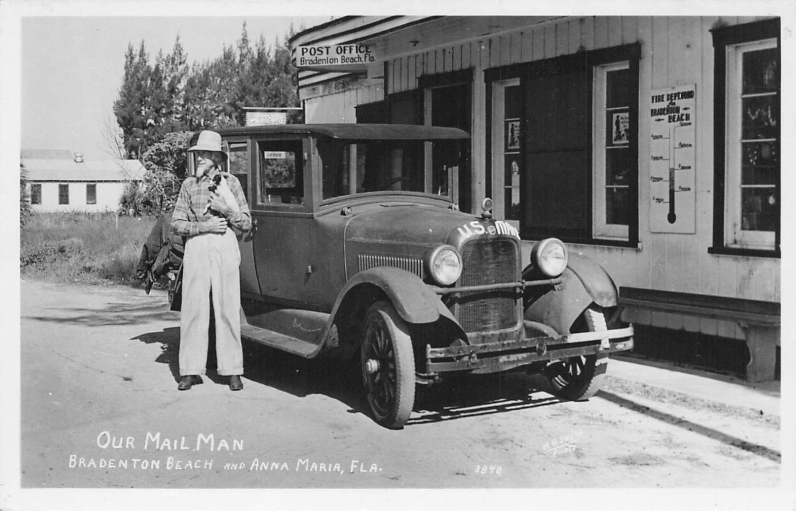 Anna Marie, Florida & Bradenton Beach "Old Mail Man w/ Dog" RPPC Post Office. Anna Marie, Florida & Bradenton Beach "Old Mail Man w/ Dog" RPPC Post Office.