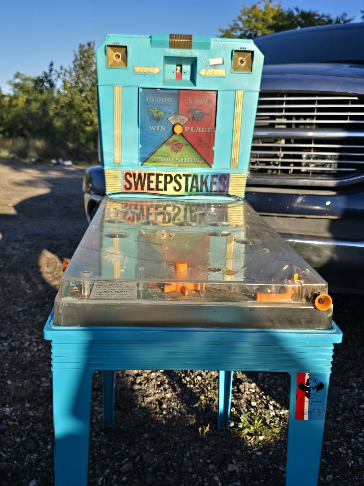 Vtg 1970s Louis Marx Sweepstakes Electric Pinball Machine w Stand & Balls Works Vtg 1970s Louis Marx Sweepstakes Electric Pinball Machine w Stand & Balls Works
