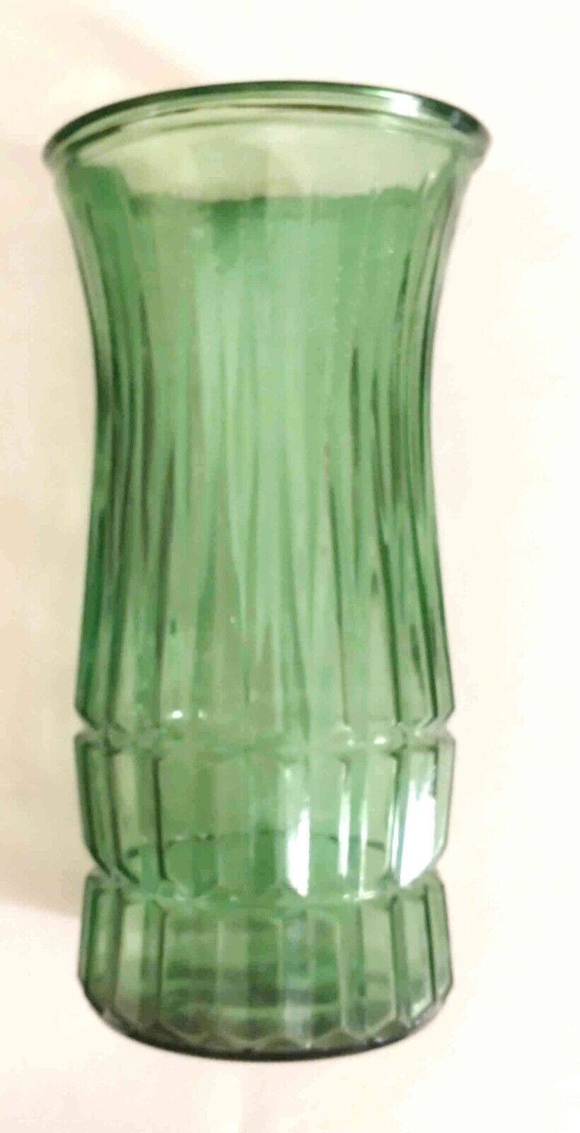 Vintage MCM Green Patterned Glass Vase E O Brody Cleveland Co 9.5\