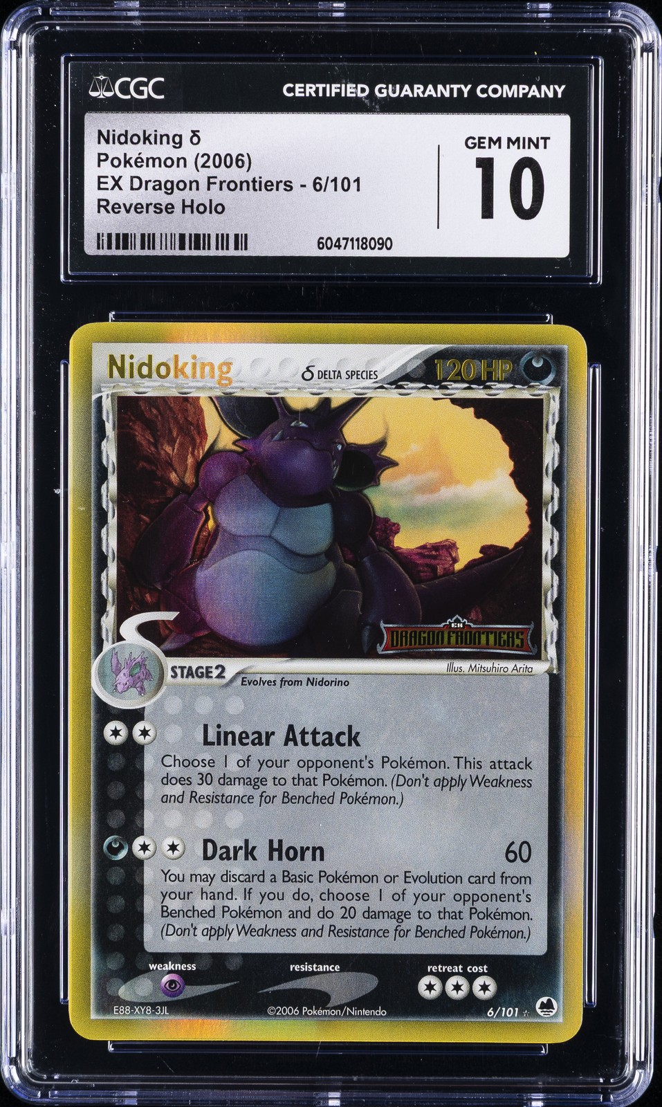 2006 EX DRAGON FRONTIERS REVERSE HOLO #6 NIDOKING CGC 10 2006 EX DRAGON FRONTIERS REVERSE HOLO #6 NIDOKING CGC 10