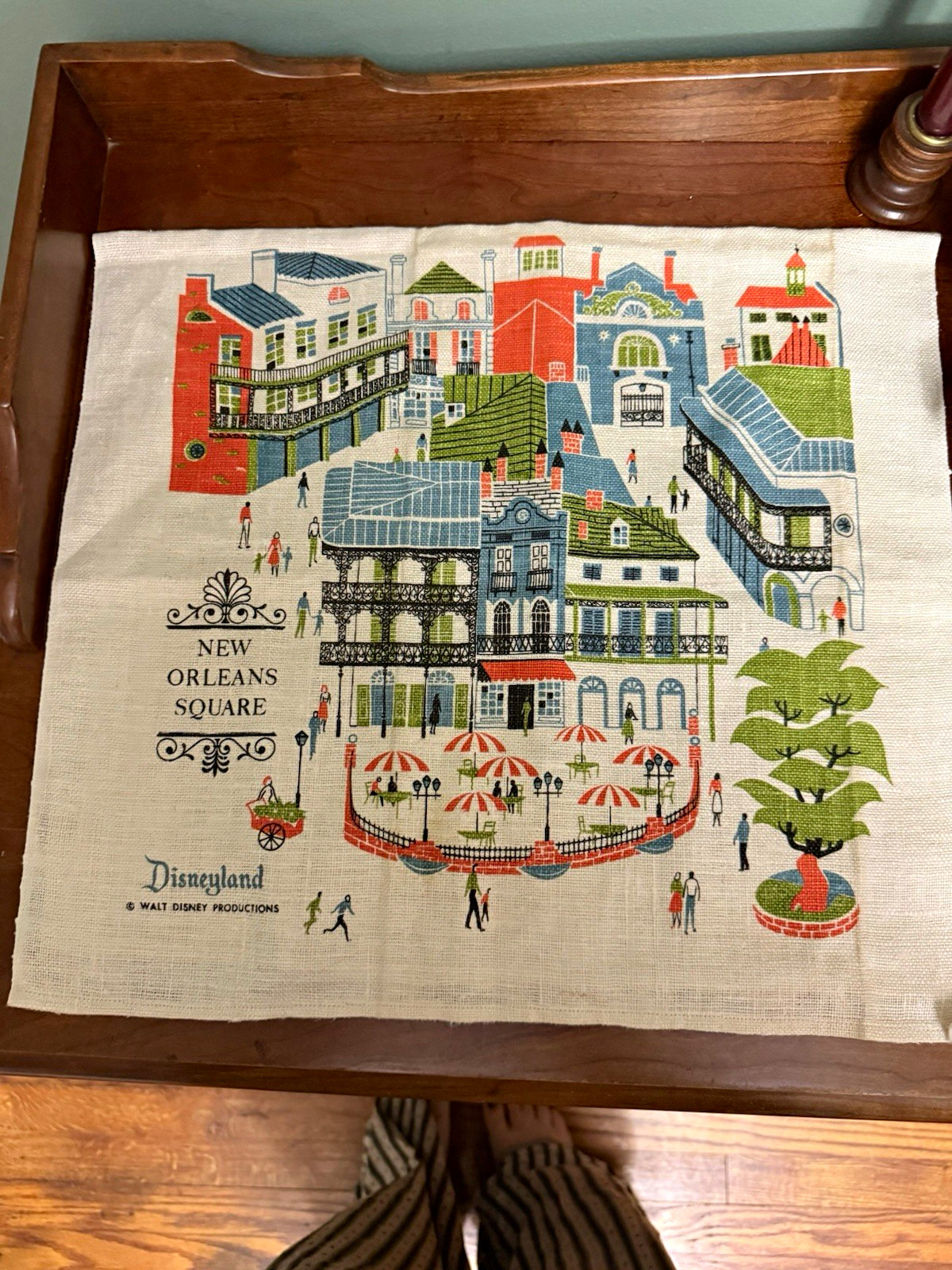 VTG 1960s Disneyland New Orleans Square Disney Souvenir Cloth Linen
