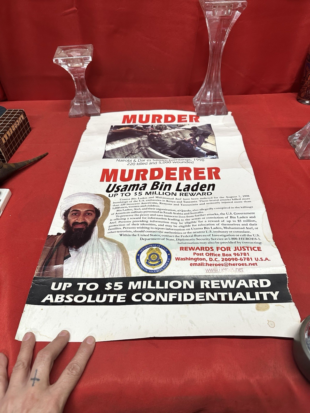 Osama Bin Laden Wanted Poster First One Pre 9-11 Read