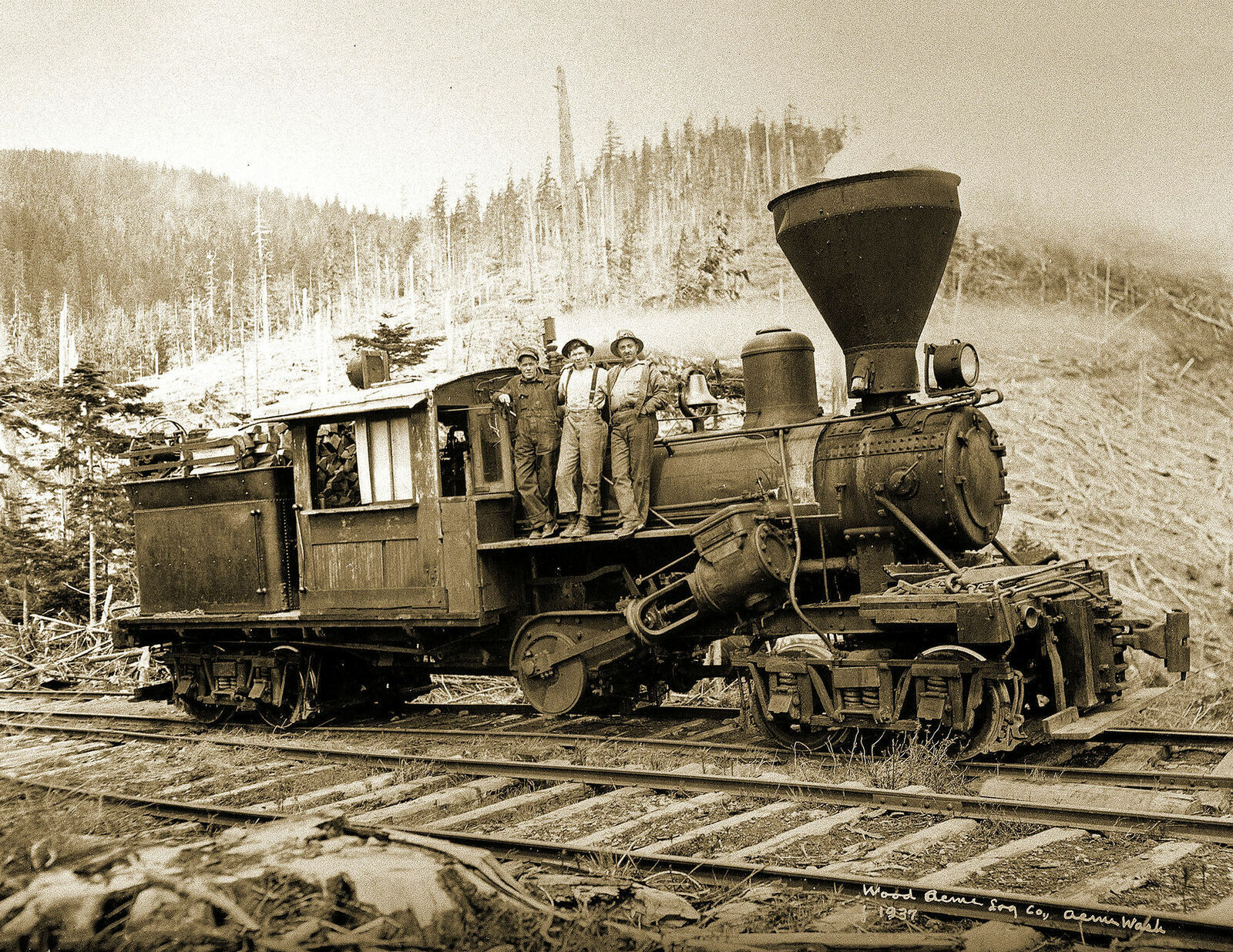 1927 Acme Logging Company Train Washington Vintage Old Photo 13x19 Reprint