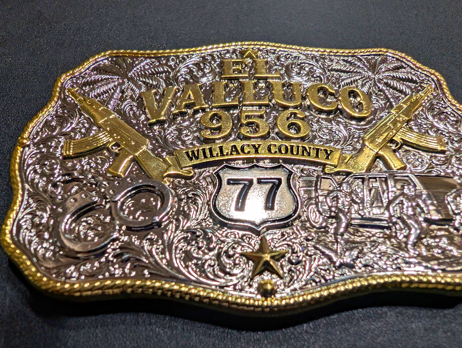Willacy County Belt Buckle Challenge Coin (4" X 3"). Willacy County Belt Buckle Challenge Coin (4" X 3").