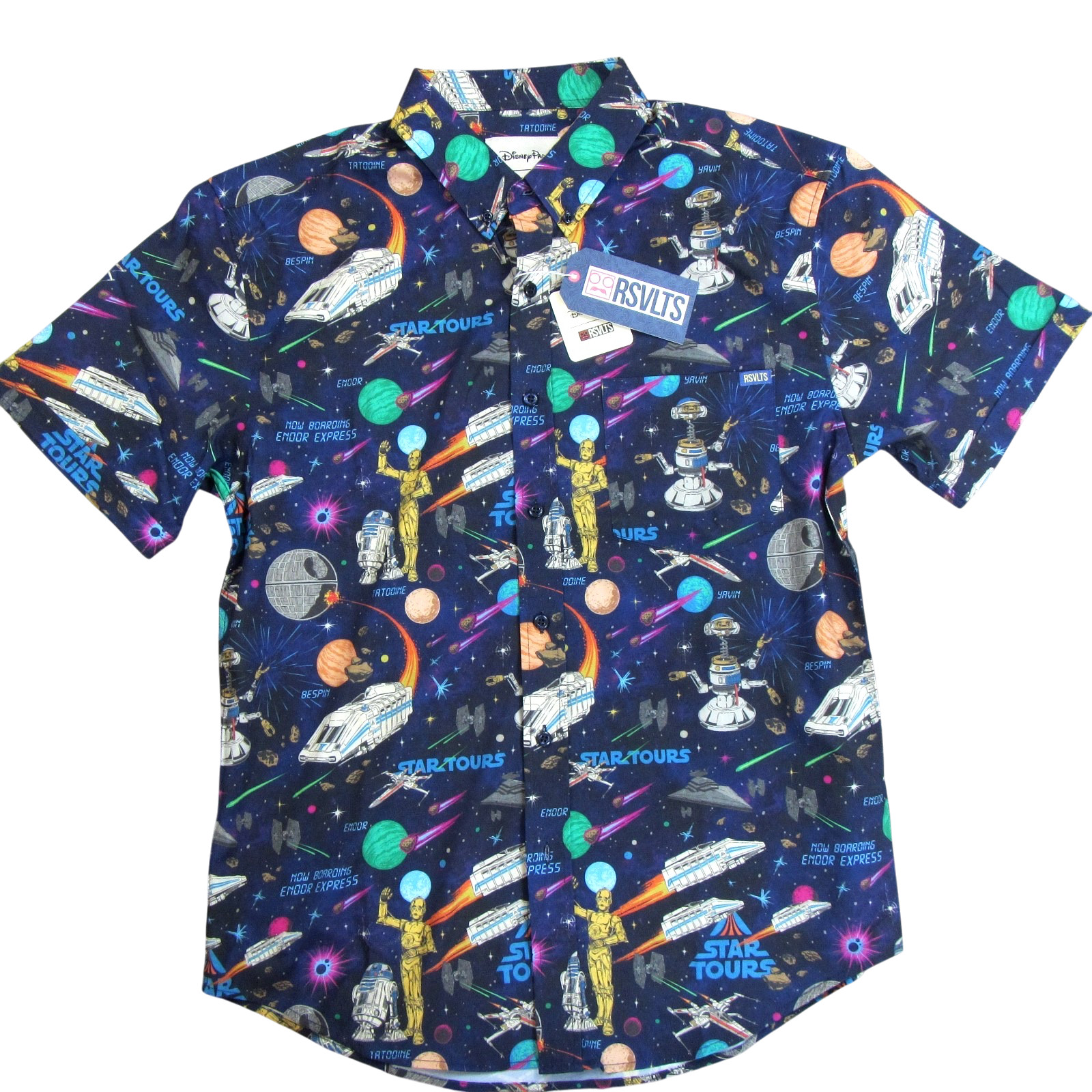 Disney Parks Star Wars Tours RSVLTS Button Up Camp Shirt Mens Size XL - NEW