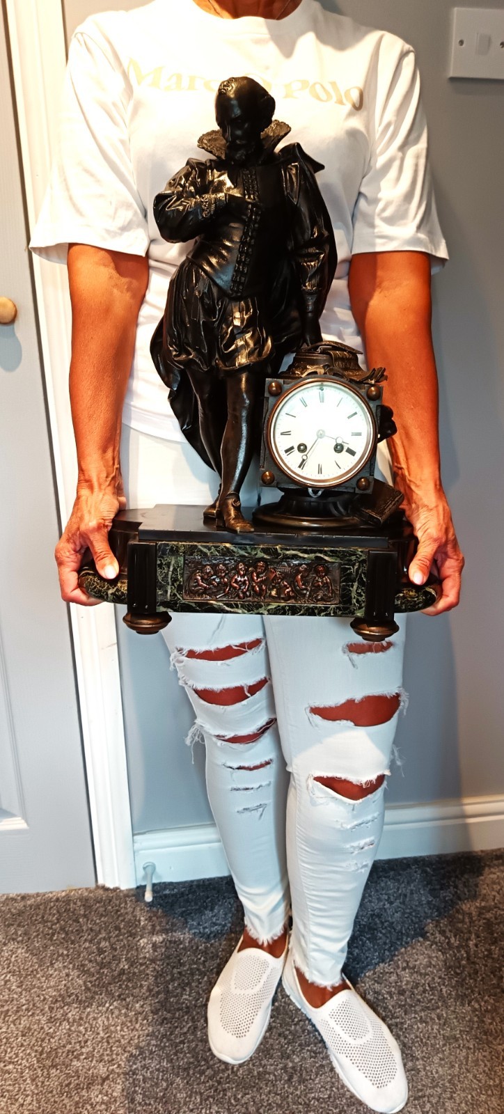 LARGE ANTIQUE FRENCH FIGURAL MANTEL CLOCK. LARGE ANTIQUE FRENCH FIGURAL MANTEL CLOCK.