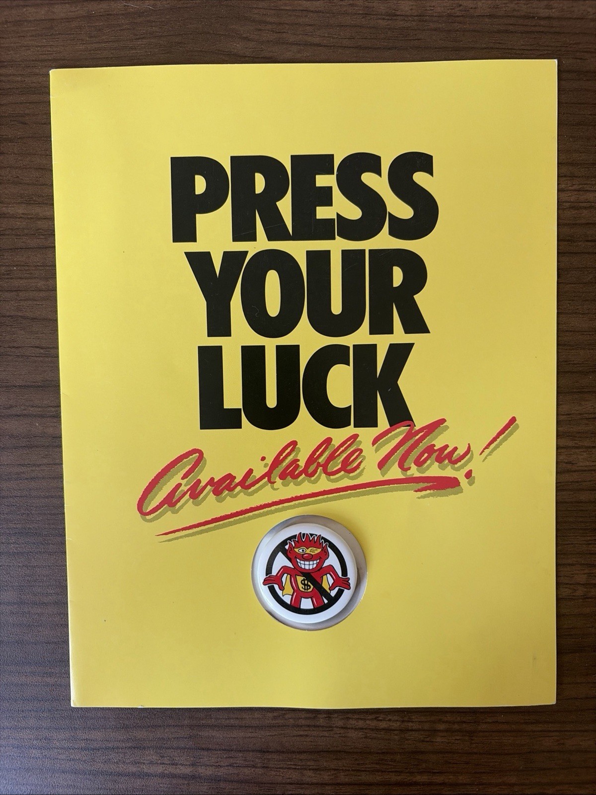 1985 PRESS YOUR LUCK Game Show Syndication Sales Folder + Whammy Button RARE 1985 PRESS YOUR LUCK Game Show Syndication Sales Folder + Whammy Button RARE