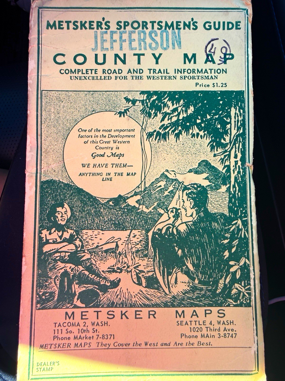 Vintage 1950s Metsker’s Jefferson County Washington Map Sportsmen’s Guide WA Vintage 1950s Metsker’s Jefferson County Washington Map Sportsmen’s Guide WA