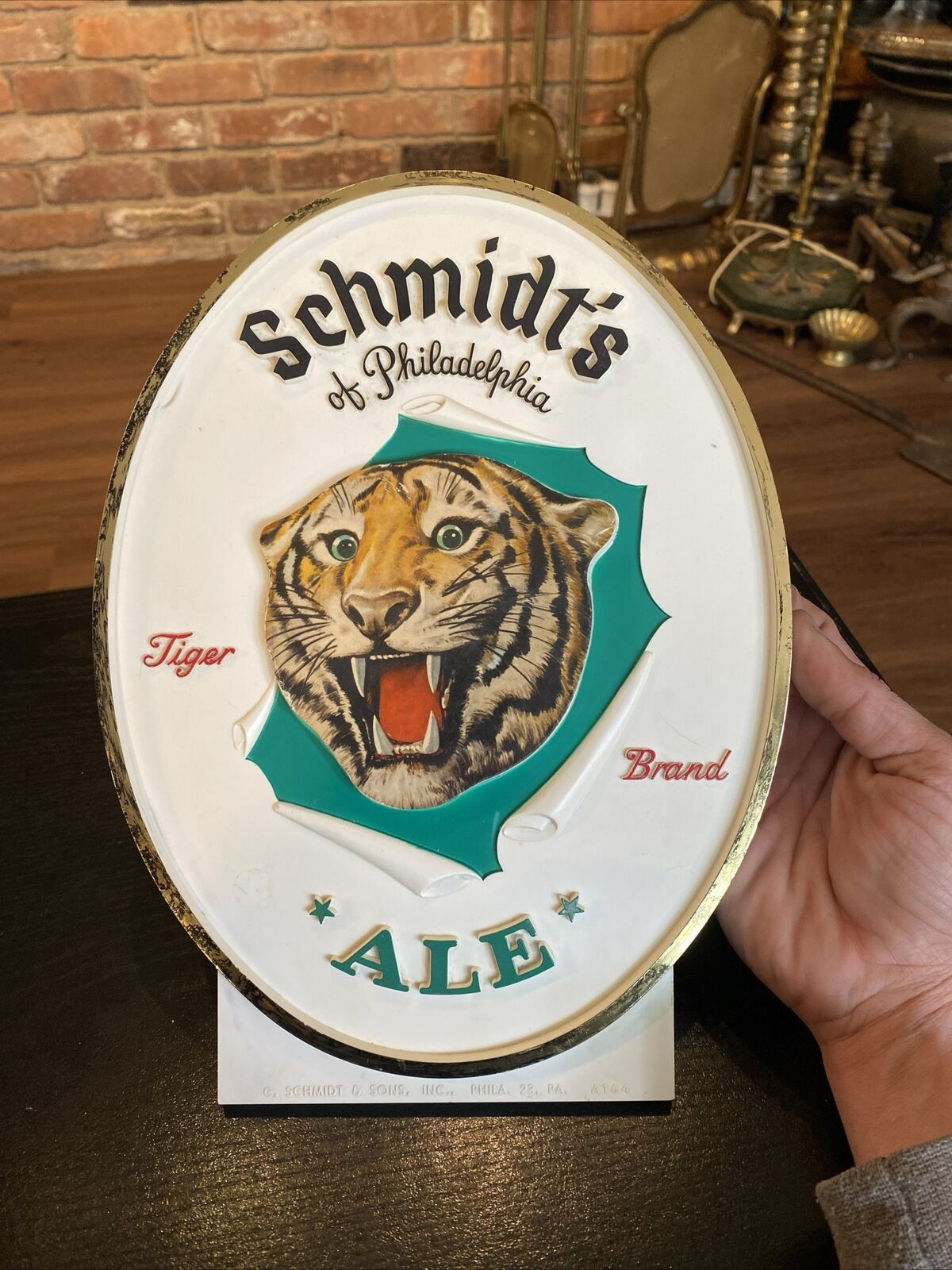 Vintage Schmidt’s Of Philadelphia Tiger Brand Ale Beer Sign, 3D Wall Hanging