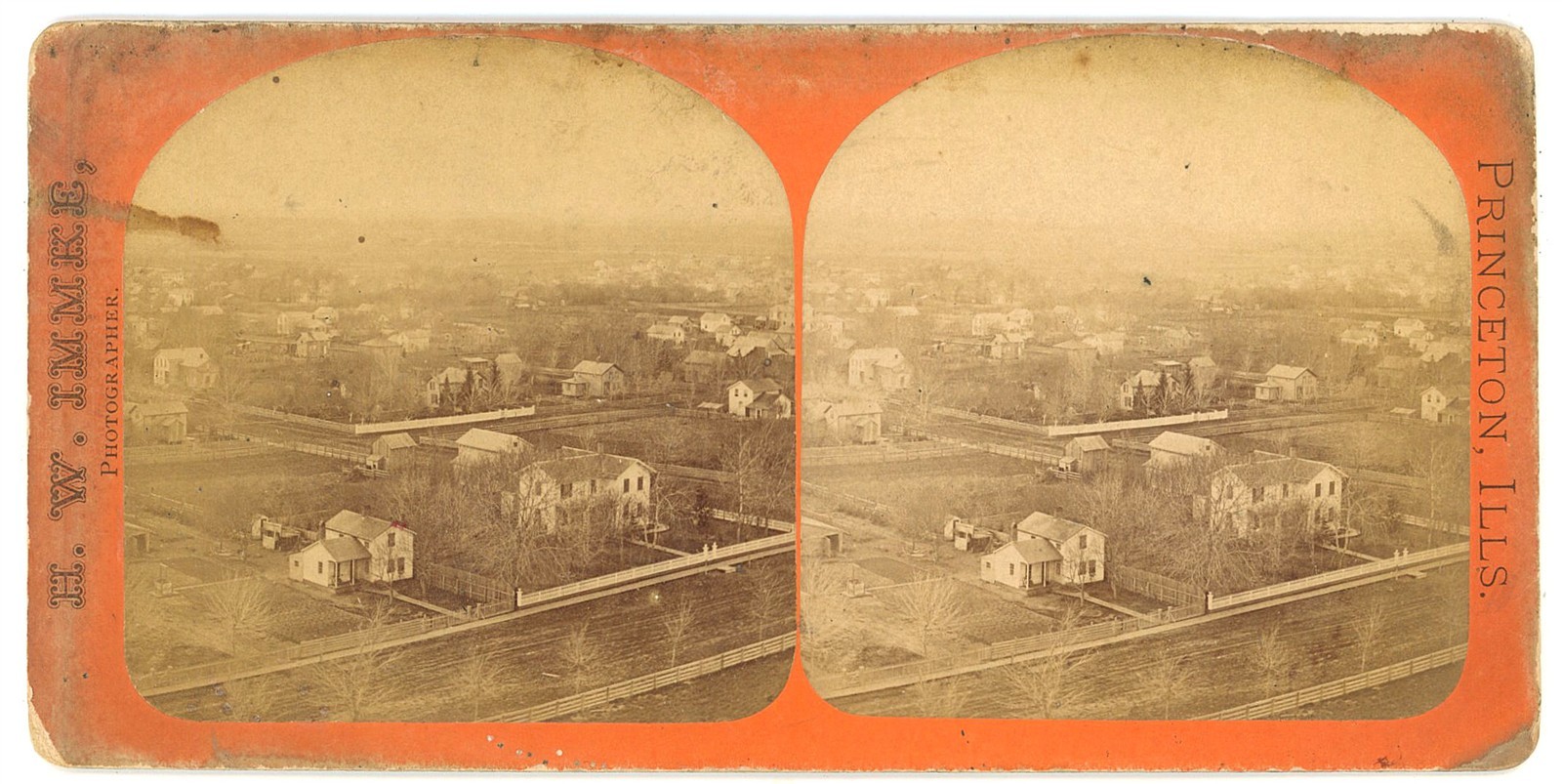 ILLINOIS STEREOVIEW - Princeton Panorama - HW Immke 1870s