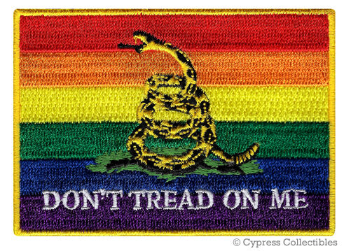 RAINBOW GADSDEN FLAG EMBROIDERED PATCH GAY RIGHTS LESBIAN LGBT PRIDE iron-on NEW