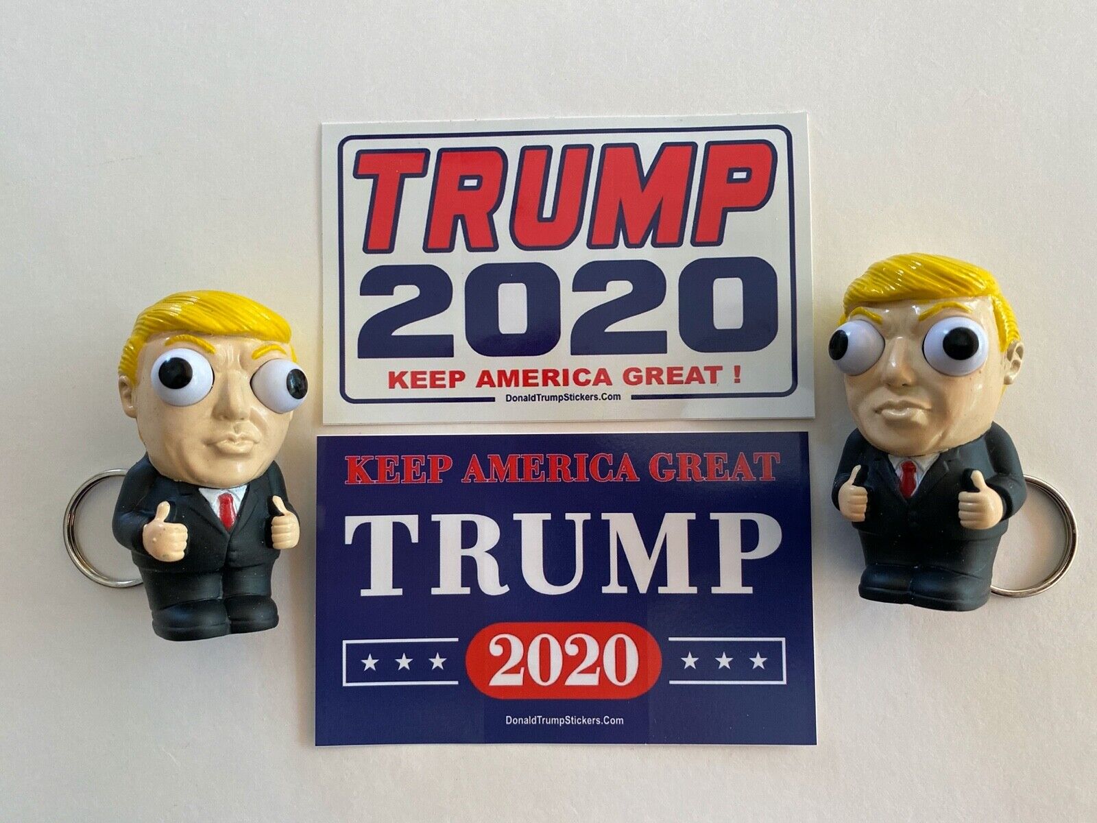 2 President Donald Trump 2020 MAGA...Keychains... Squeeze...+ 2 Decals