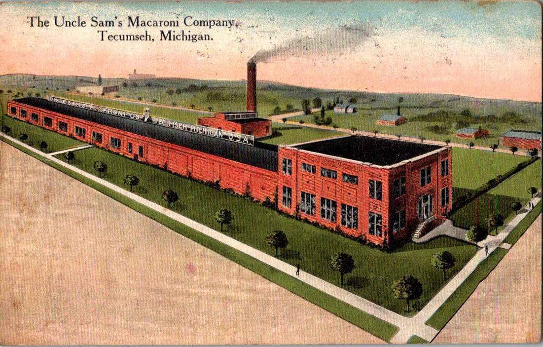 C.1915 Vintage Postcard The Uncle Sam's Macaroni Factory Tehcumseh Collectible E