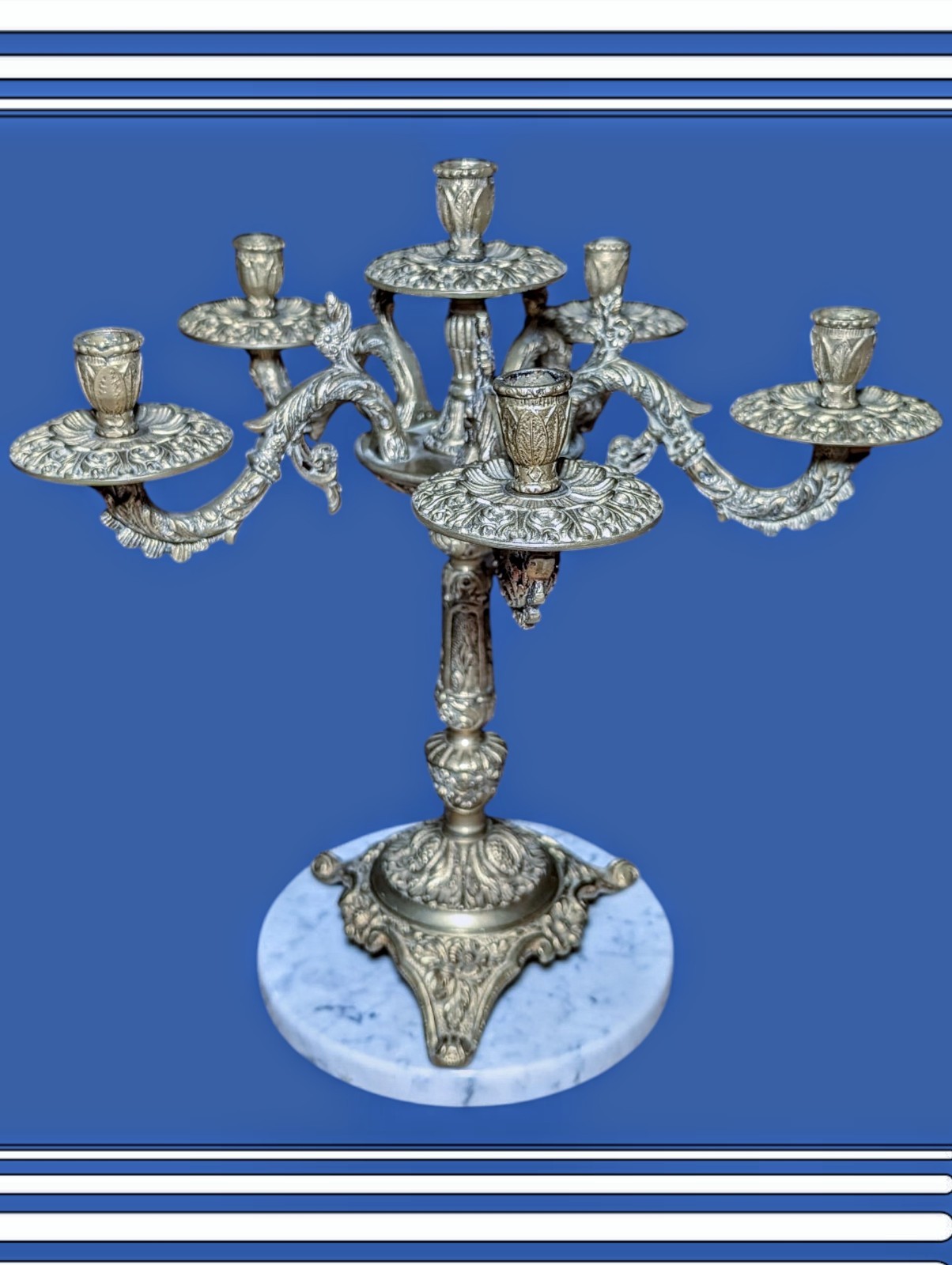 EARLY EUROPEAN Bronze ORNATE Candelabra 6 Arms Candle Holder 15" ITALIAN SPAIN EARLY EUROPEAN Bronze ORNATE Candelabra 6 Arms Candle Holder 15" ITALIAN SPAIN