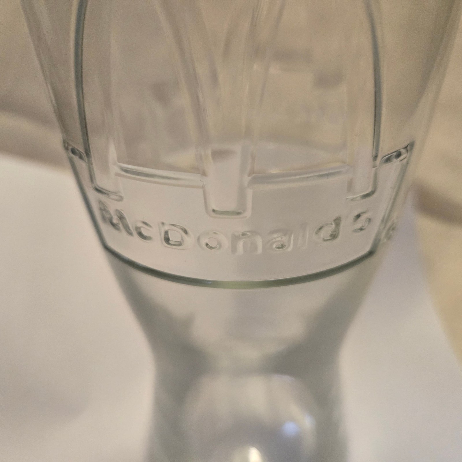 Vintage 1992 McDonald's Embossed Golden Arches 16oz Clear Soda Fountain Glass