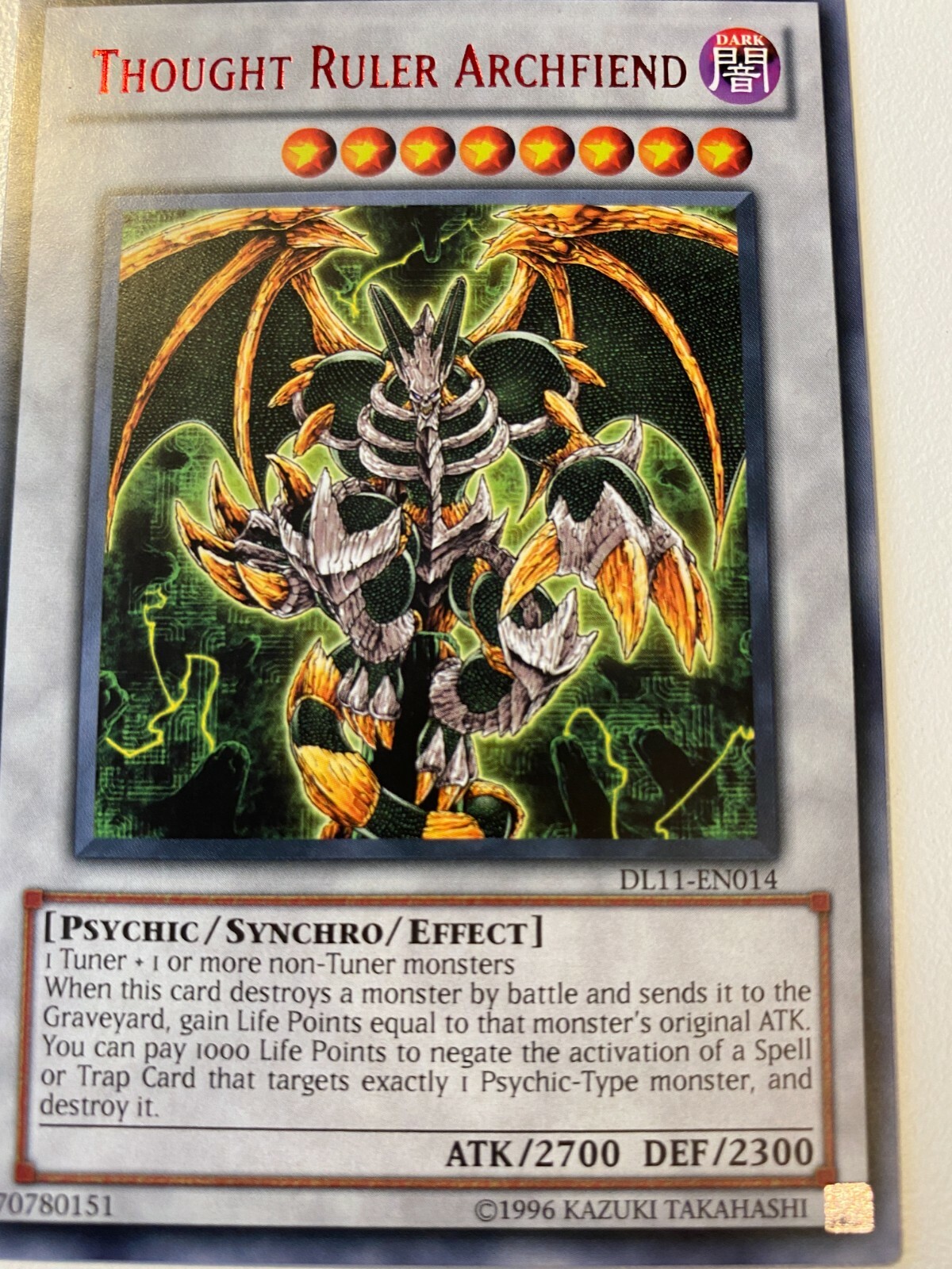 Yugioh Thought Ruler Archfiend DL11-EN014 Rare RED NM Yugioh Thought Ruler Archfiend DL11-EN014 Rare RED NM