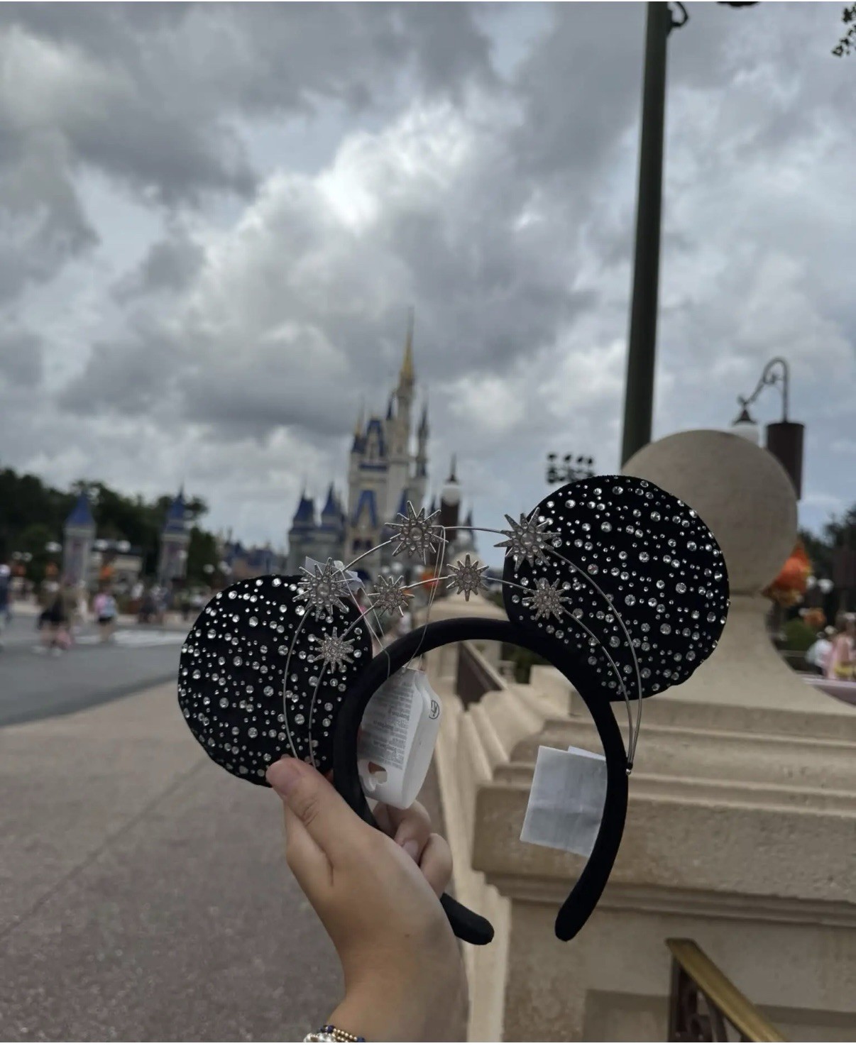 Disney Parks 2026 Black Silver Rhinestone Crown Mickey Minnie Ear Headband New Disney Parks 2026 Black Silver Rhinestone Crown Mickey Minnie Ear Headband New