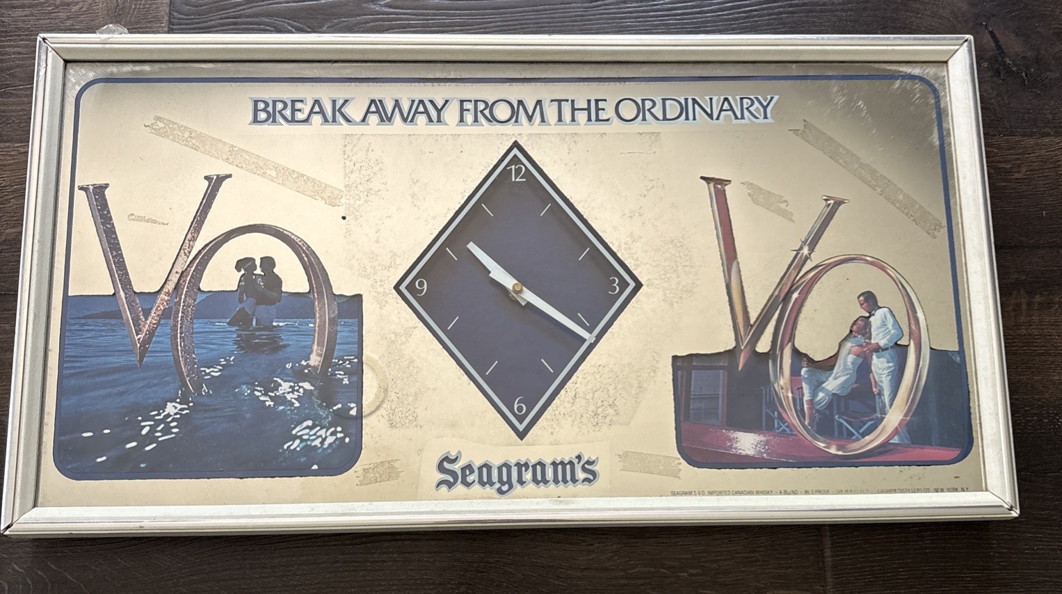 Vintage Seagrams VO Break Away from the Ordinary Wall Clock and Mirror