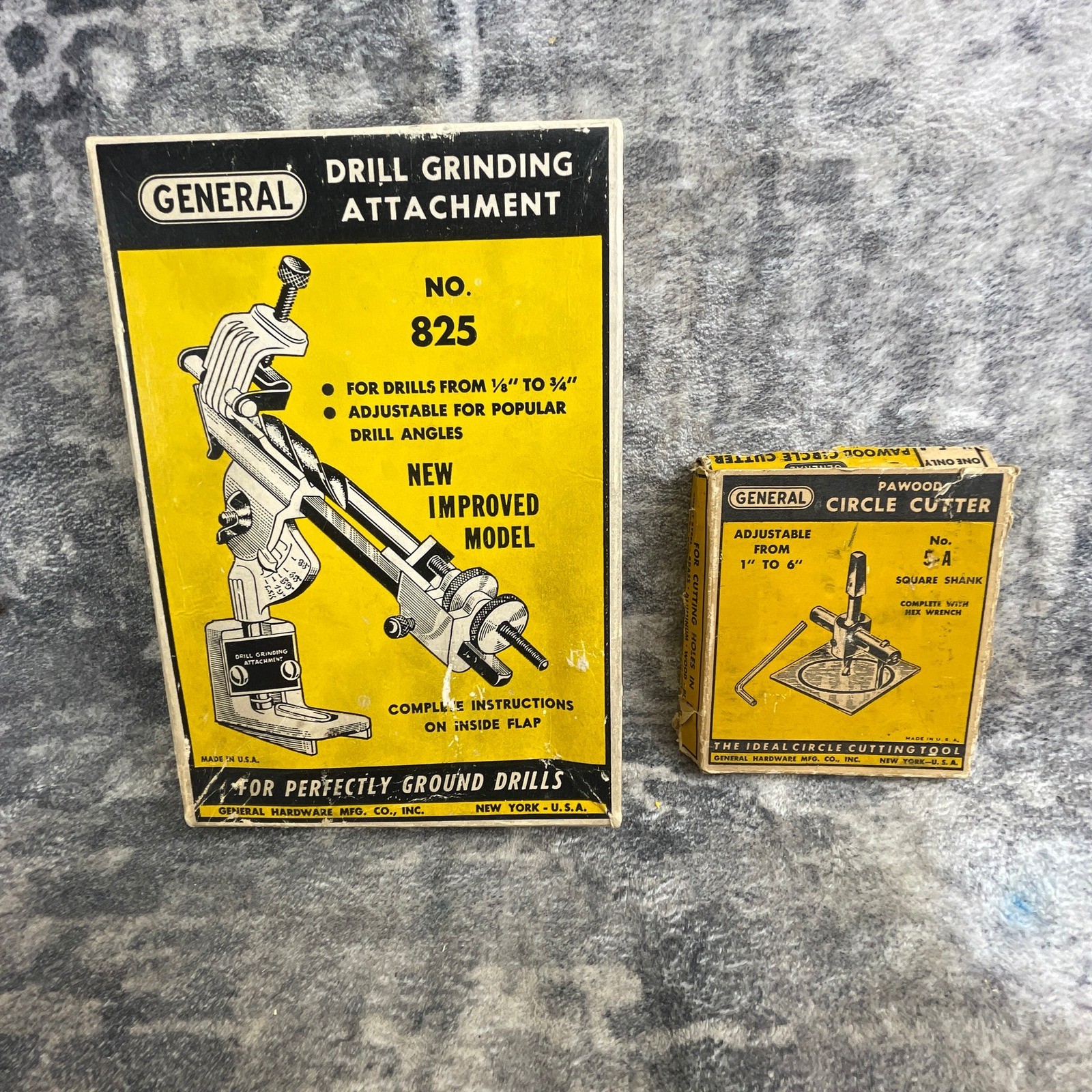 Vintage General Drill Grinding Attachment No 825 & Circle Cutter No 5-A In Box Vintage General Drill Grinding Attachment No 825 & Circle Cutter No 5-A In Box
