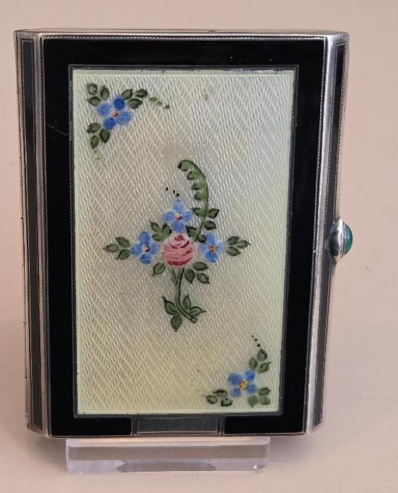 1920s-1930s  Elgin American sterling guilloche enamel compact cigarette case
