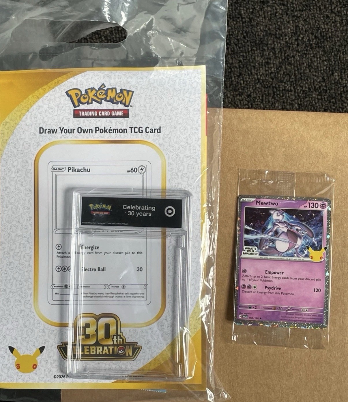 Mewtwo Promo Target 30th Celebration & Draw Your Own Pokemon TCG Card Set 