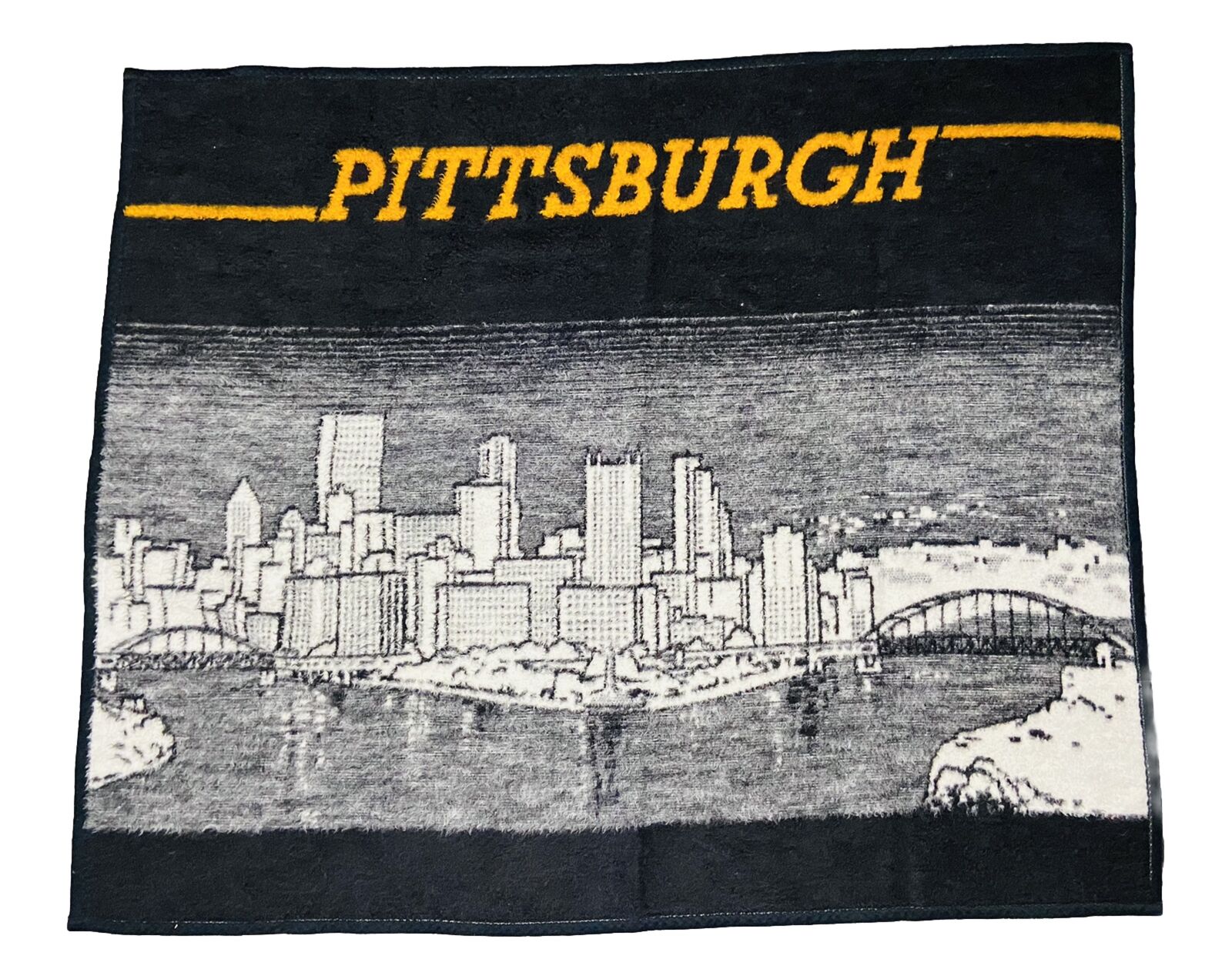 *VTG* Biederlack Pittsburgh Pennsylvania Cityscape Throw Blanket; Made in USA