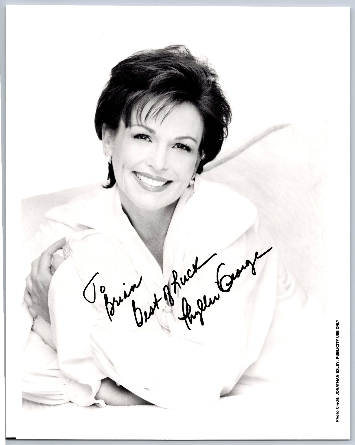 Phyllis George Autographed Photo Signed B&W Jonathan Exley Publicity Phyllis George Autographed Photo Signed B&W Jonathan Exley Publicity
