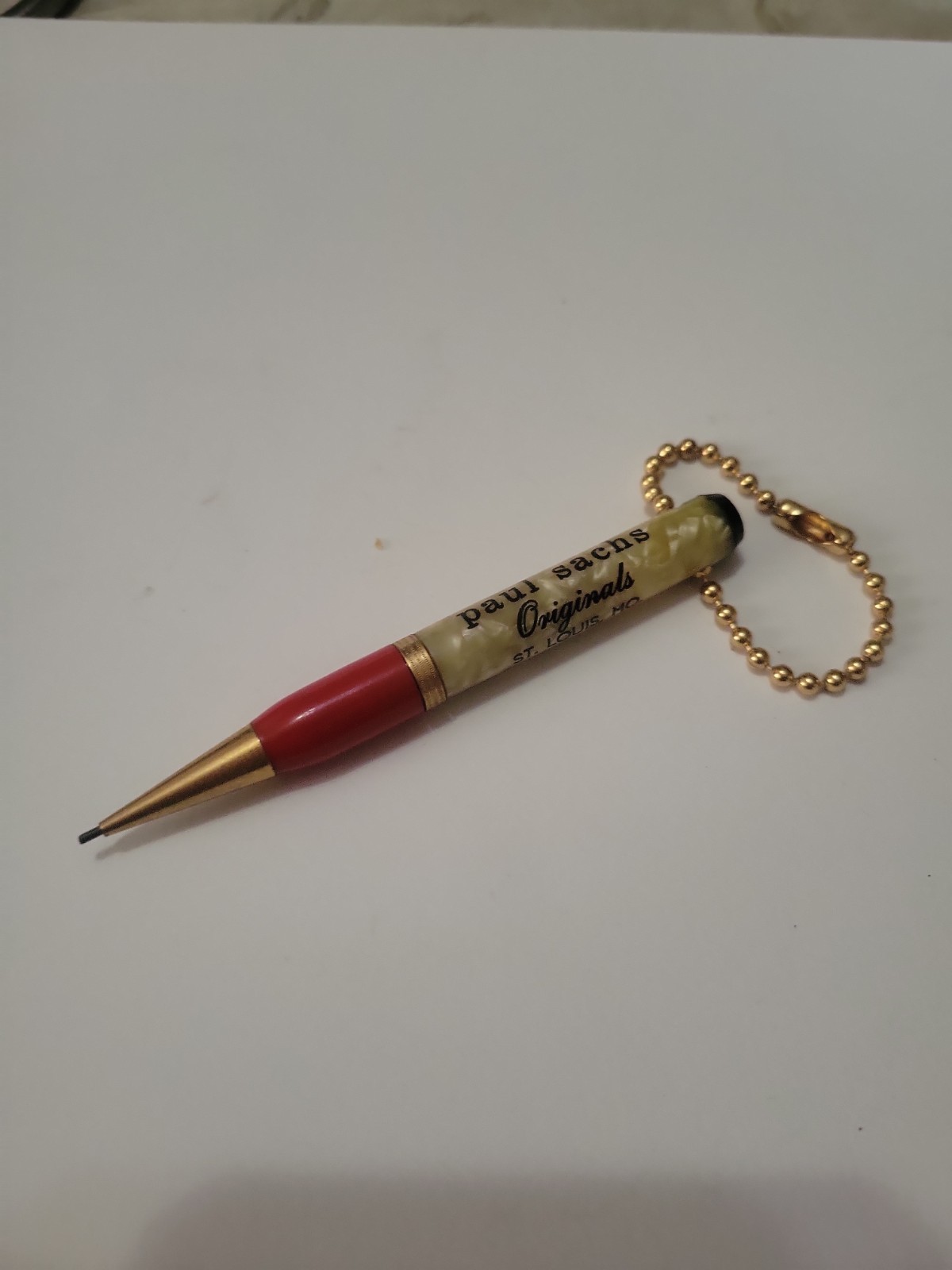 Vintage Paul Sachs St Louis MO advertising mechanical pencil Keychain Vintage Paul Sachs St Louis MO advertising mechanical pencil Keychain