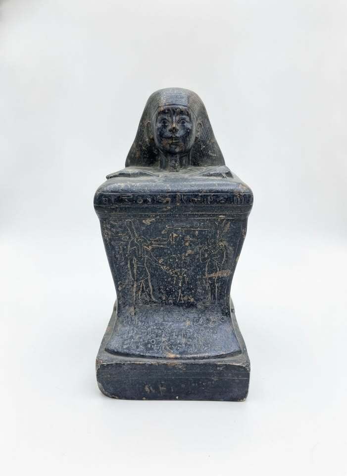 Ancient Egyptian Style Black Stone Ushabti Statue with Hieroglyphs Ancient Egyptian Style Black Stone Ushabti Statue with Hieroglyphs