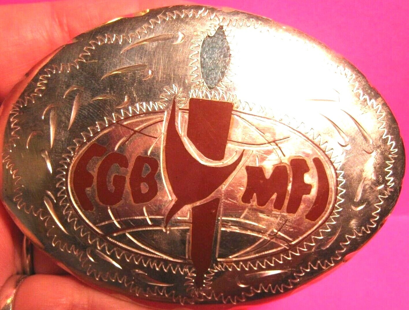 VINTAGE Hand Made by J Tedder FGB MFI & Candle Cowboy Belt Buckle VINTAGE Hand Made by J Tedder FGB MFI & Candle Cowboy Belt Buckle