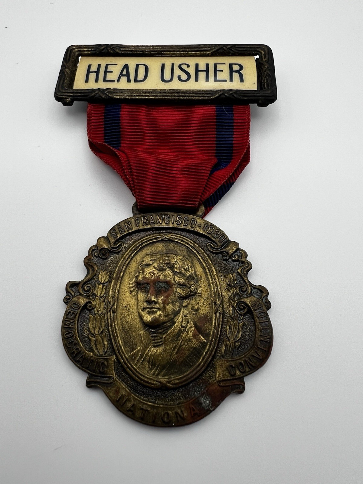 1920 Democratic National Convention - HEAD USHER BADGE - San Francisco 1920 Democratic National Convention - HEAD USHER BADGE - San Francisco