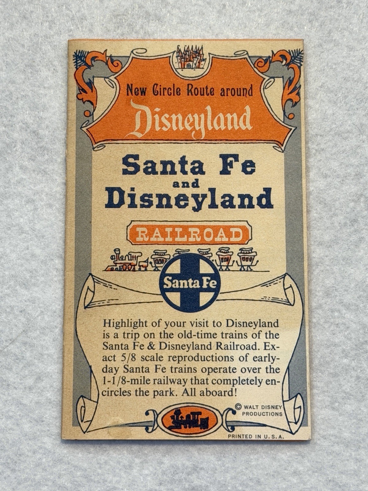 1956 Disneyland Santa Fe Railroad New Circle Route Brochure Map Vintage Disney