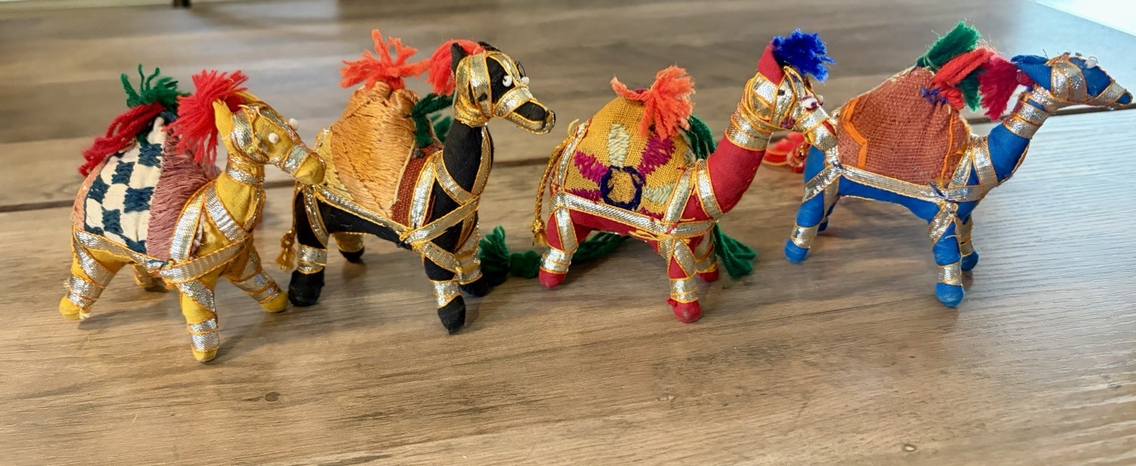 Vintage Hand Crafted Raj Camel Toys/Ornaments Made in India Set Of 4 Vintage Hand Crafted Raj Camel Toys/Ornaments Made in India Set Of 4