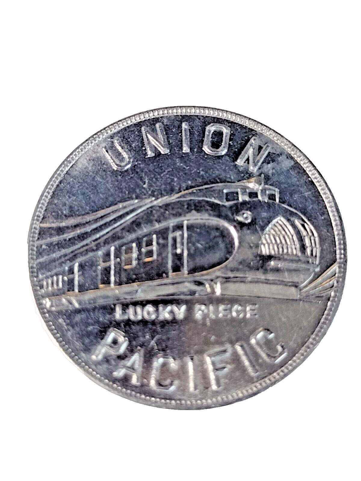 1934 UNION PACIFIC Train Token Coin Lucky Alcoa Aluminum 30.7mm Sample- Vintage