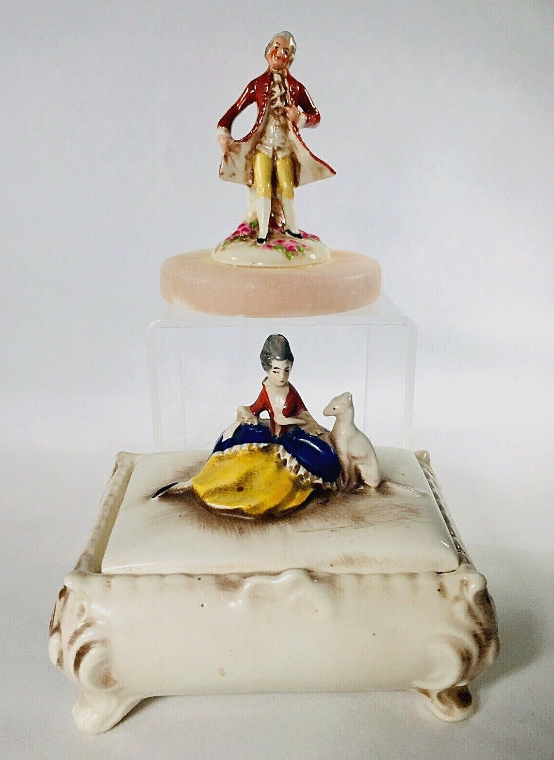 Miniatures on Marble French & German Porcelain & Powder Box. Rare Antique. Miniatures on Marble French & German Porcelain & Powder Box. Rare Antique.
