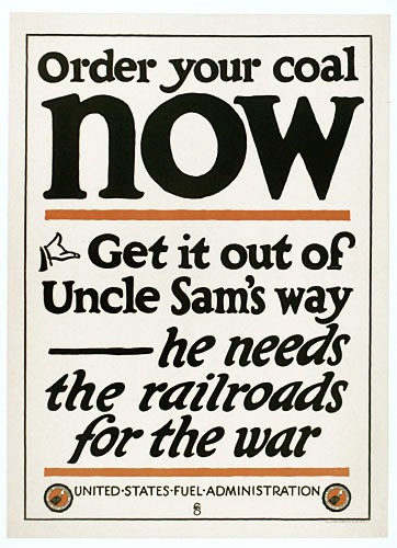 Original WWI US Fuel Administration Poster - Order your coal NOW Original WWI US Fuel Administration Poster - Order your coal NOW
