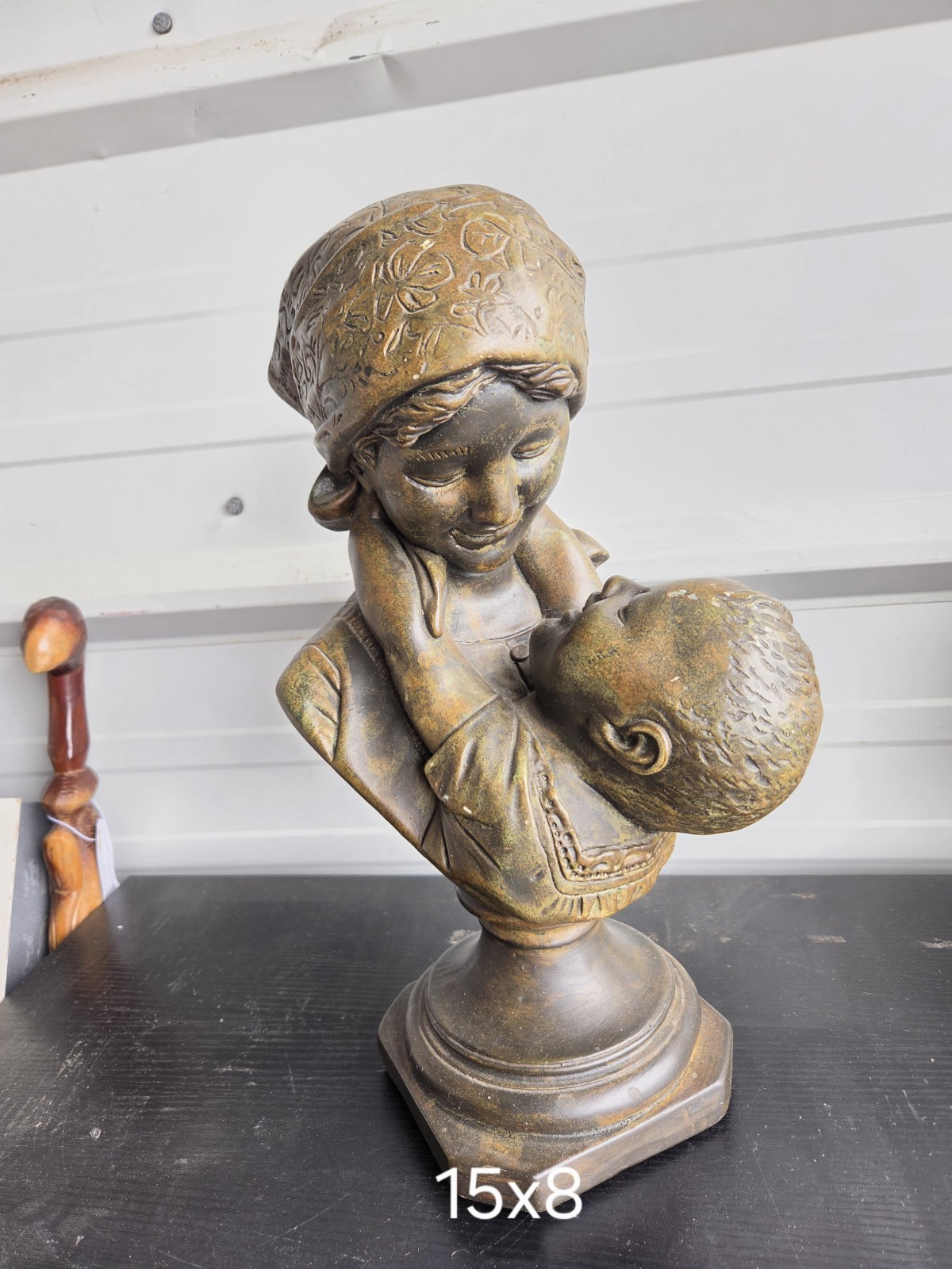 19" Mother Daughter Sculpture Vintage Heavy Carved Figural Art 19" Mother Daughter Sculpture Vintage Heavy Carved Figural Art