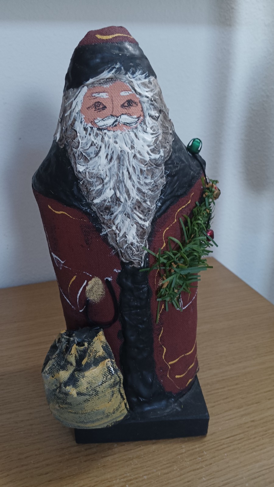 Vintage 1989 German St Nick Santa Claus Handmade Painted Fabric Unique Buller... Vintage 1989 German St Nick Santa Claus Handmade Painted Fabric Unique Buller...