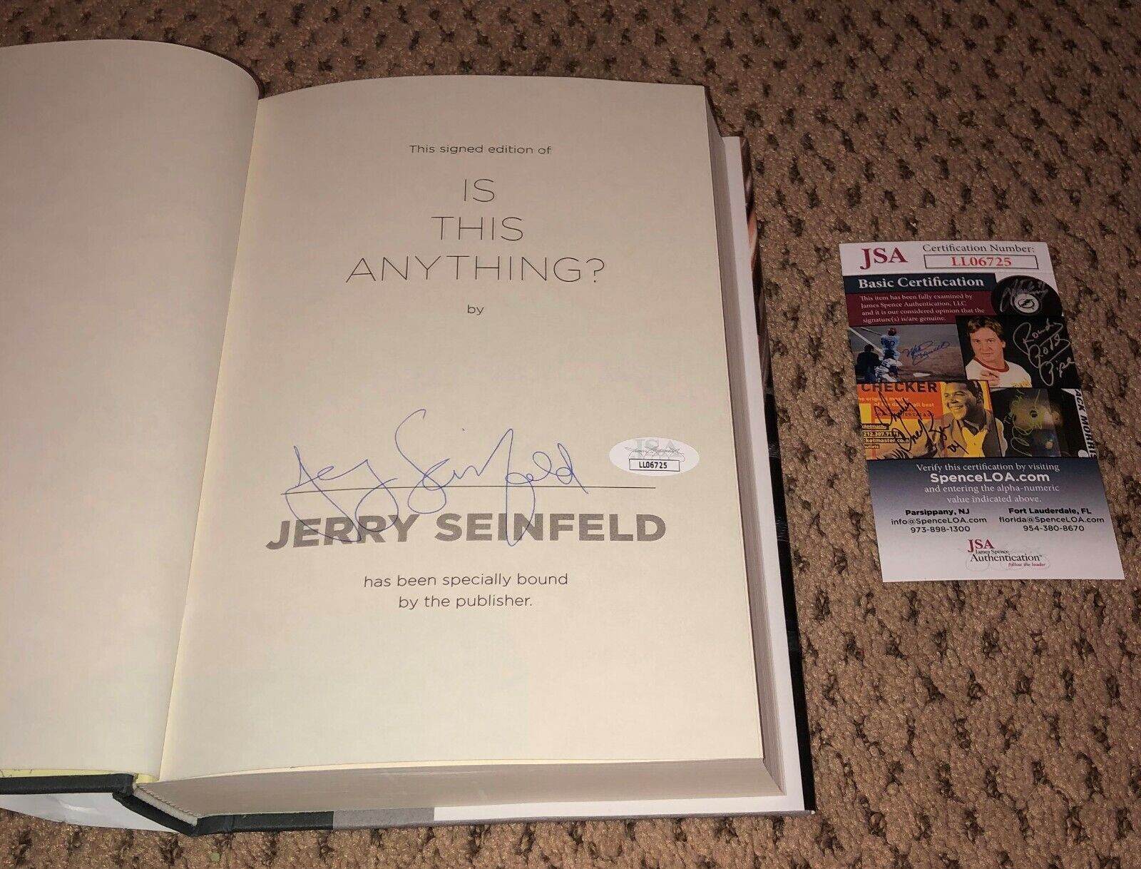 JERRY SEINFELD SIGNED BOOK AUTOGRAPH JSA