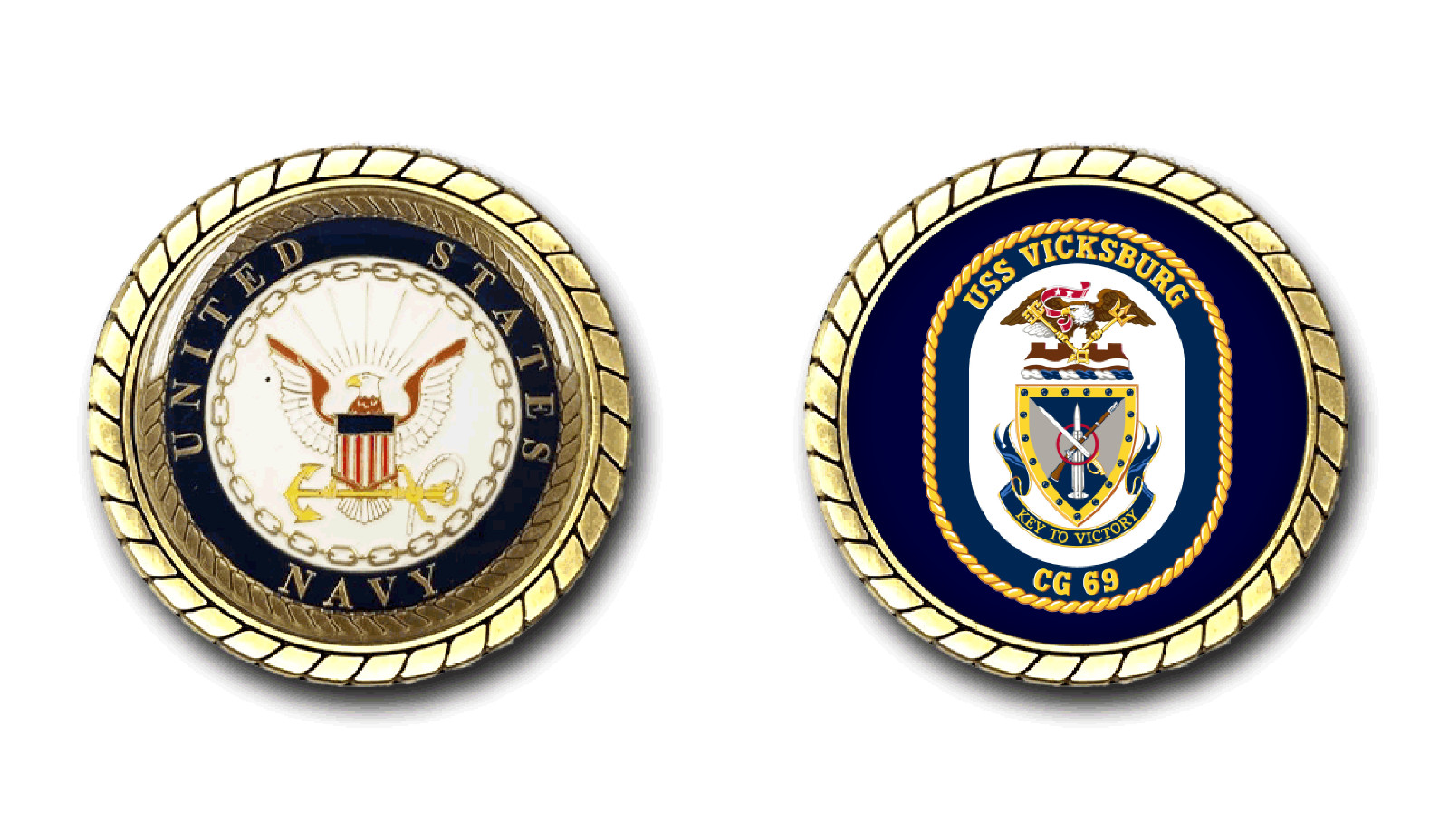 USS Vicksburg CG-69 Crest Challenge Coin