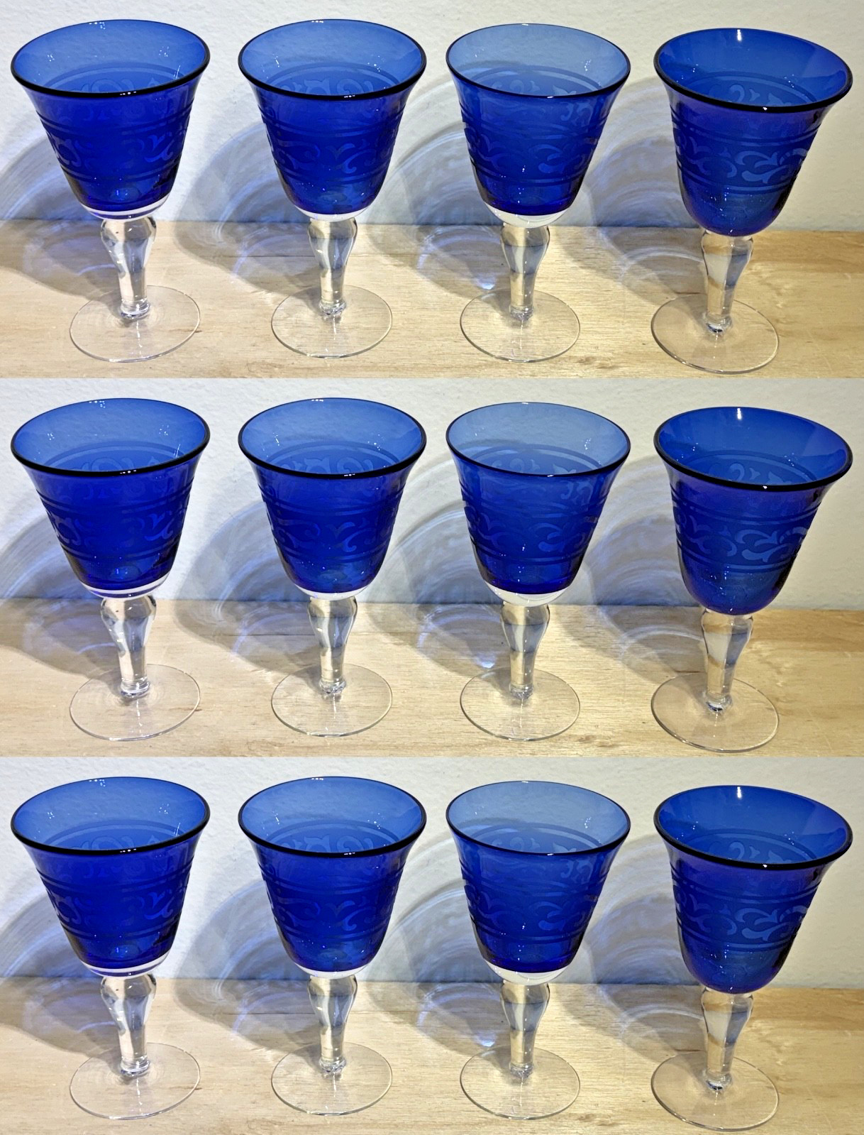 Lot of (12) COBALT Blue Wine Glasses | Large Volume | 8" High | 4" Width on Top Lot of (12) COBALT Blue Wine Glasses | Large Volume | 8" High | 4" Width on Top