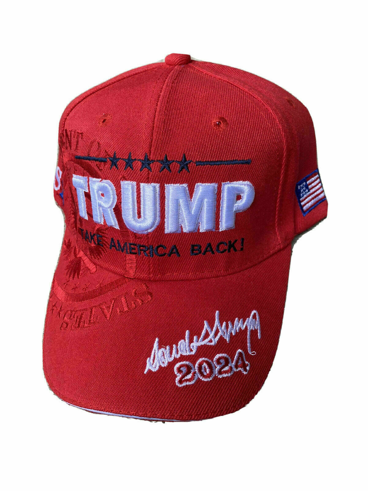 TRUMP 2024 Take America Back Save America Embroidered Donald Trump RED Hat Cap