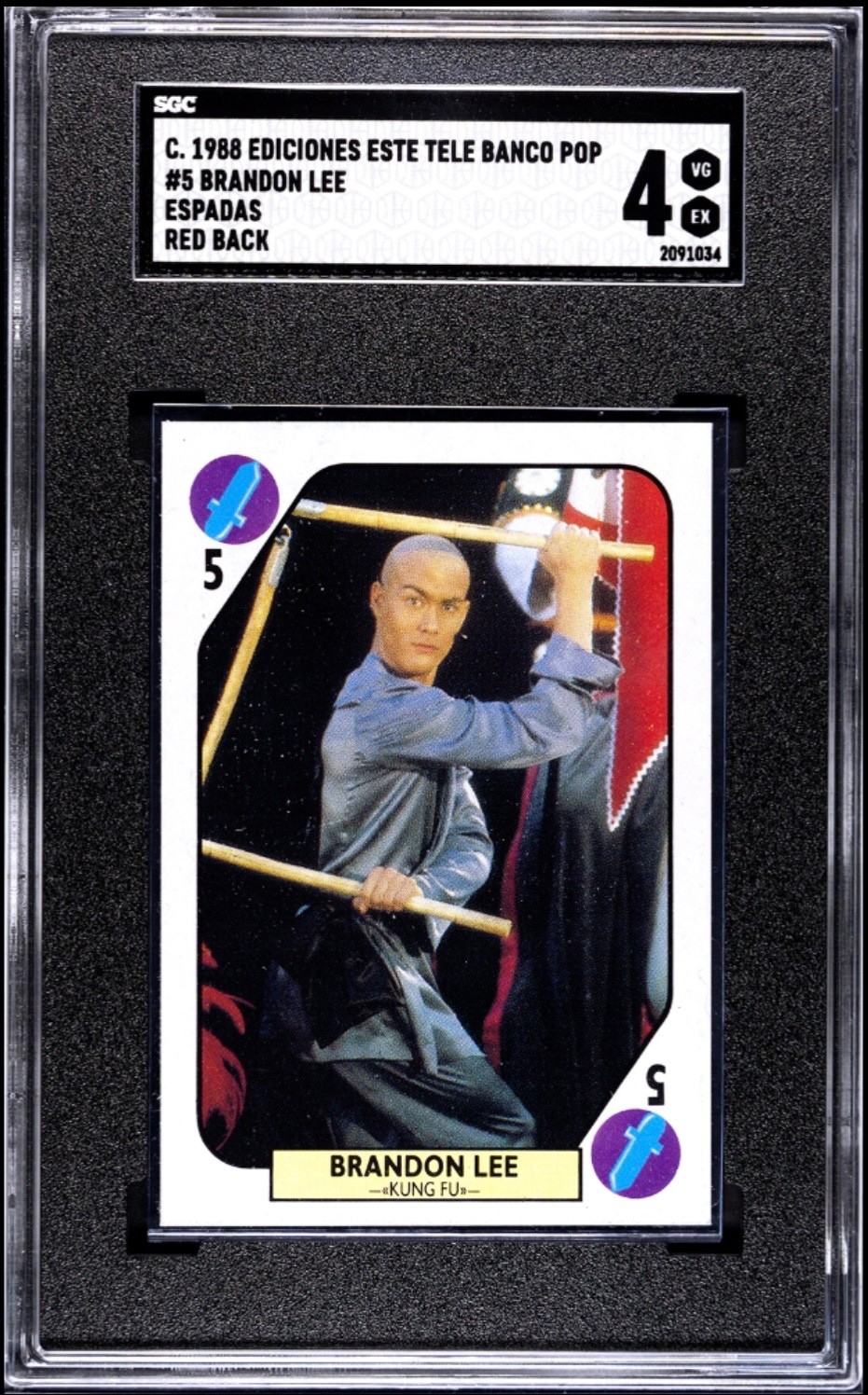 1988 BRANDON LEE Trading Card Ediciones Tele Banco SGC 4 ROOKIE Pop 1 Highest 1988 BRANDON LEE Trading Card Ediciones Tele Banco SGC 4 ROOKIE Pop 1 Highest