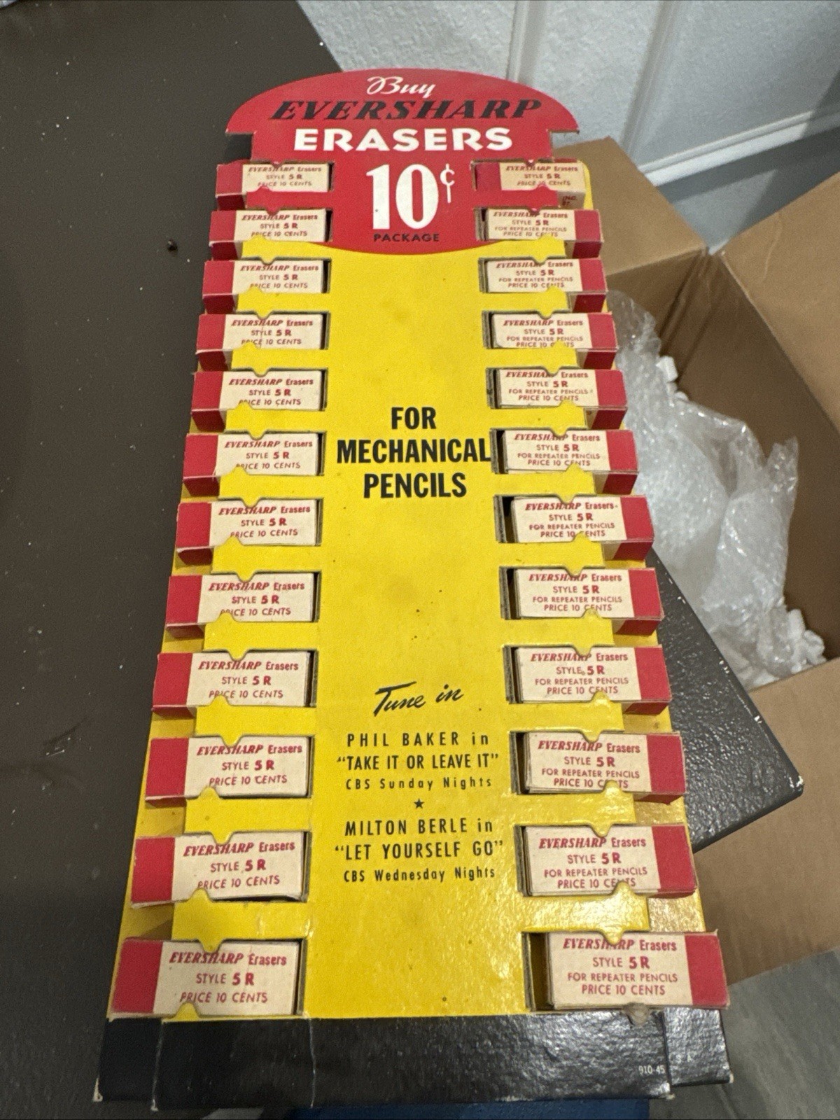 Vintage Eversharp Erasers For Mechanical Pencils Store Display w Erasers NOS
