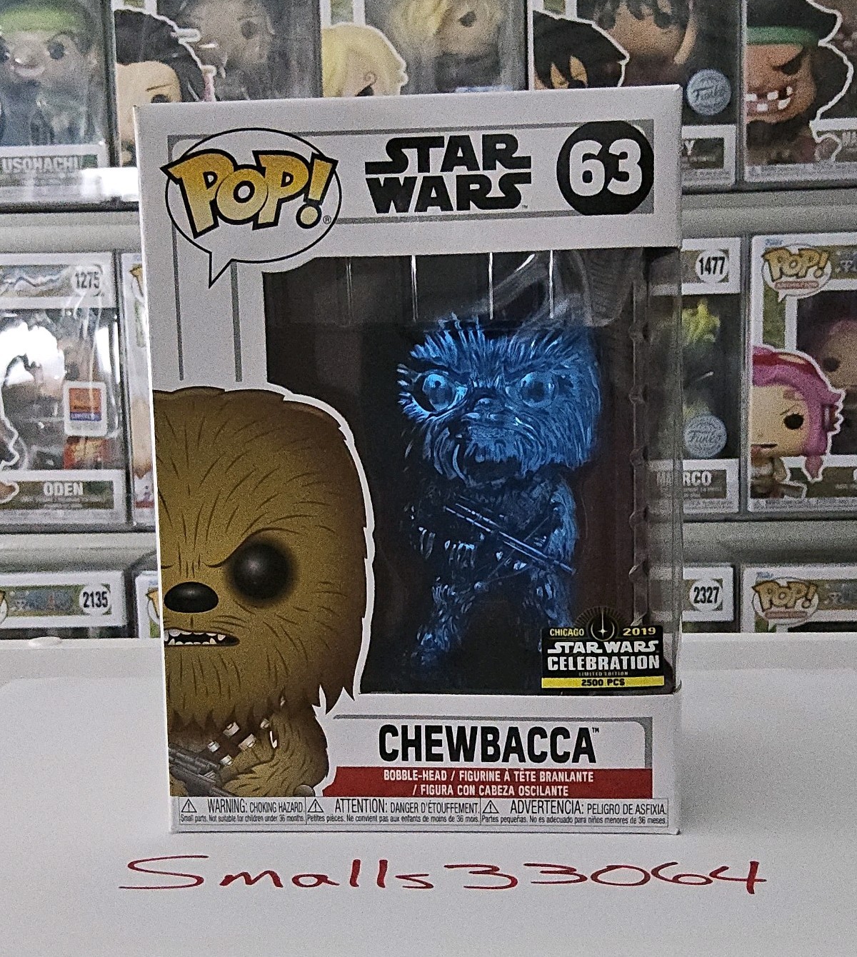 Star Wars Funko Pop Blue Chrome Chewbacca-2019 Star Wars Celebration 2500 PCS Star Wars Funko Pop Blue Chrome Chewbacca-2019 Star Wars Celebration 2500 PCS